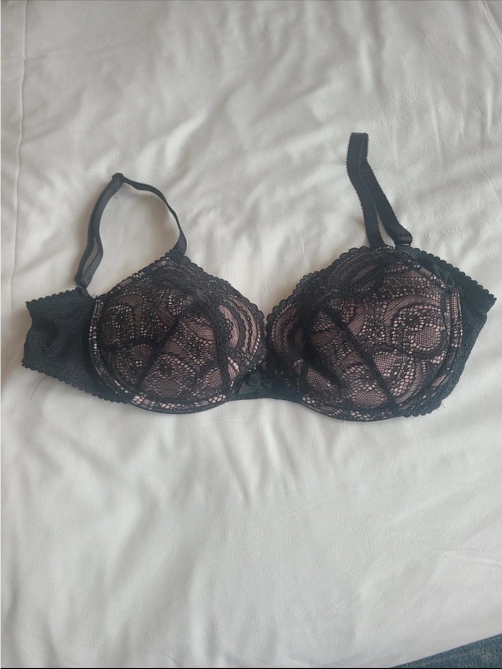 Victoria's Secret Black Lace Bra with Nude Lining